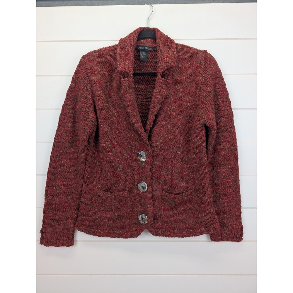 Nomadic Traders Chunky‎ Knit Cardigan Sweater Medium Blazer Artsy Cozy  Granny